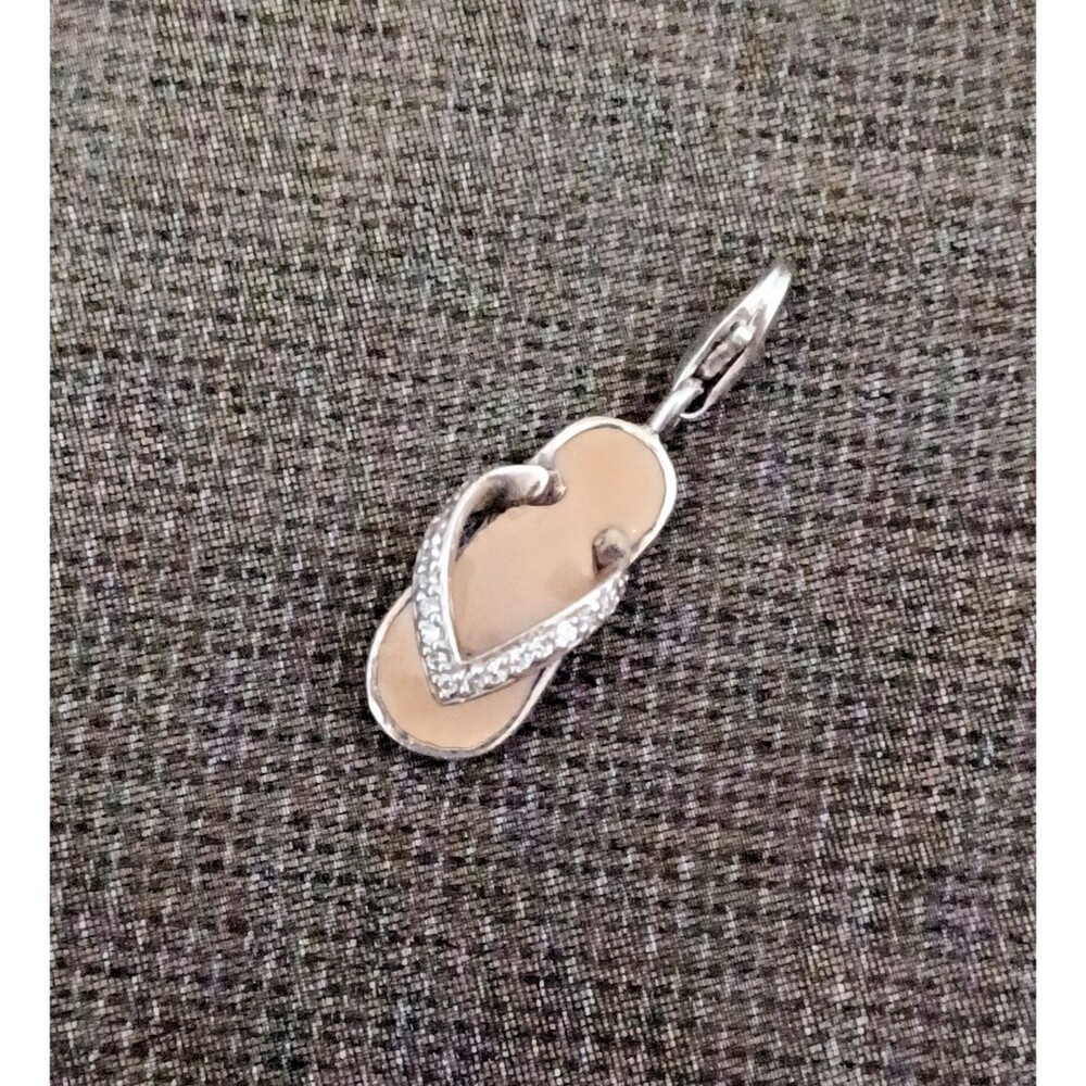 Thomas Sabo club silver 925 cz Peach Pink enamel flip flop bracelet charm